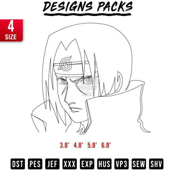 itachi line Art Embroidery Design 