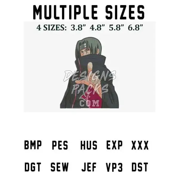 Anime character design for DTF/DTG and embroidery in multiple sizes, print-ready formats