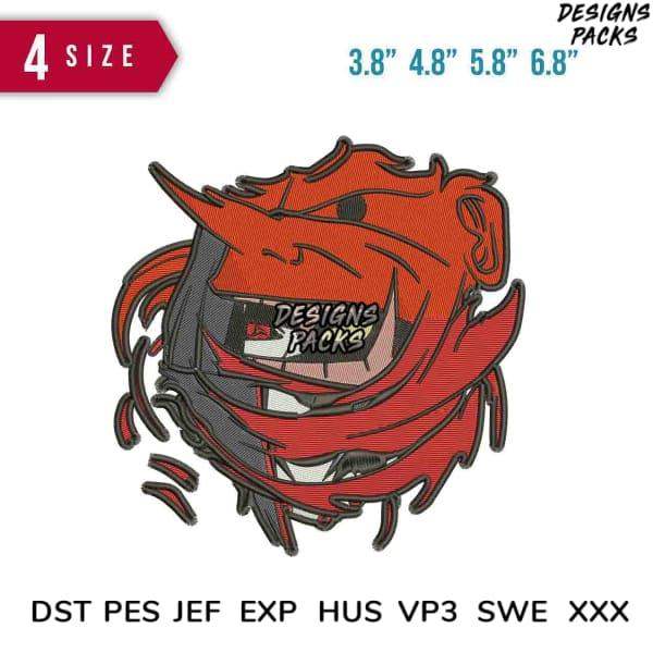 Fiery dragon embroidery design in 4 sizes, compatible with DST PES JEF formats for instant download.