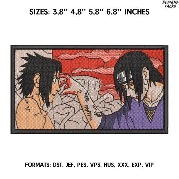 Itachi Uchiha Sasuke Embroidery design file. Anime embroidery pattern. 3.8/ 4,8 /5,8 /6,8in. Digital design instant down