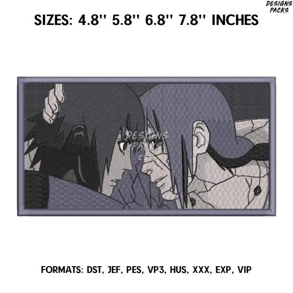 Itachi Uchiha Sasuke Embroidery design file. Anime embroidery pattern. 4.8/ 5,8 /6,8 /7,8in. Digital design instant down