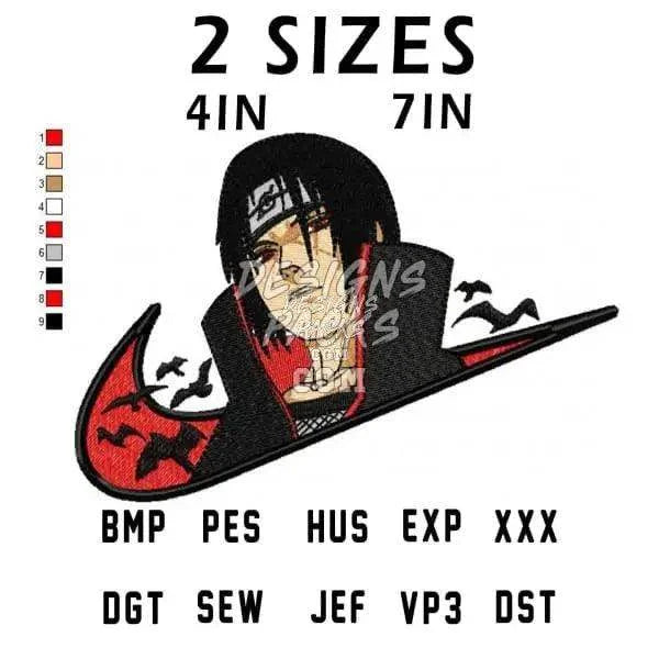 Itachi Uchiwa Sport Anime Embroidery Design