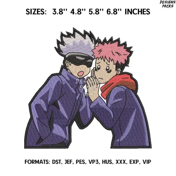Itadori and Satoru Embroidery Design File, Jujutsu Kaisen Anime Embroidery Design/ Yuji Itadori and Gojo Satoru Design