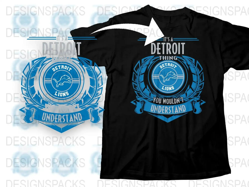 Detroit Lions Fan T-Shirt, Sports Team Graphic Tee, Blue and White, Unisex Cotton Shirt