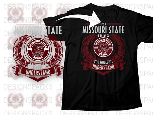 Missouri State Bears T-Shirt Vintage Logo College Fan Apparel Unisex Black Tee