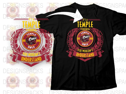 Temple Owls T-Shirt, College Sports Fan Apparel, Black Graphic Tee, University Merchandise