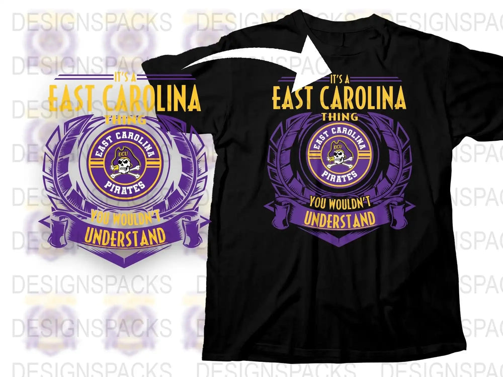 East Carolina Pirates T-Shirt, Black College Fan Gear, Sports Apparel, University Graphic Tee