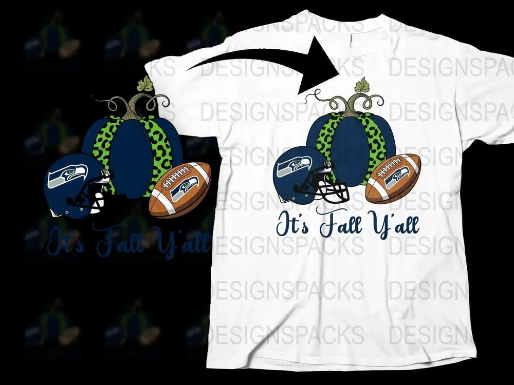 Fall Football T-Shirt, It's Fall Y'all Graphic Tee, Seattle Inspired Sports Top, Casual Autumn Apparel for Fans