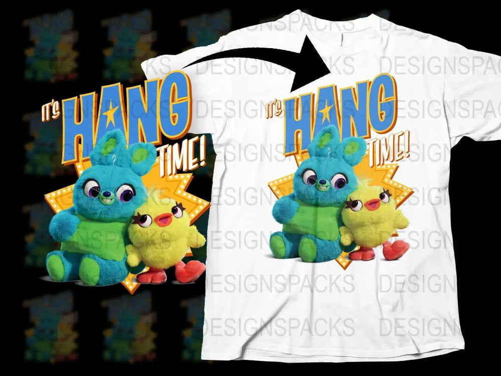 It's Hang Time Bunny and Ducky Kids Graphic Png Digital Download