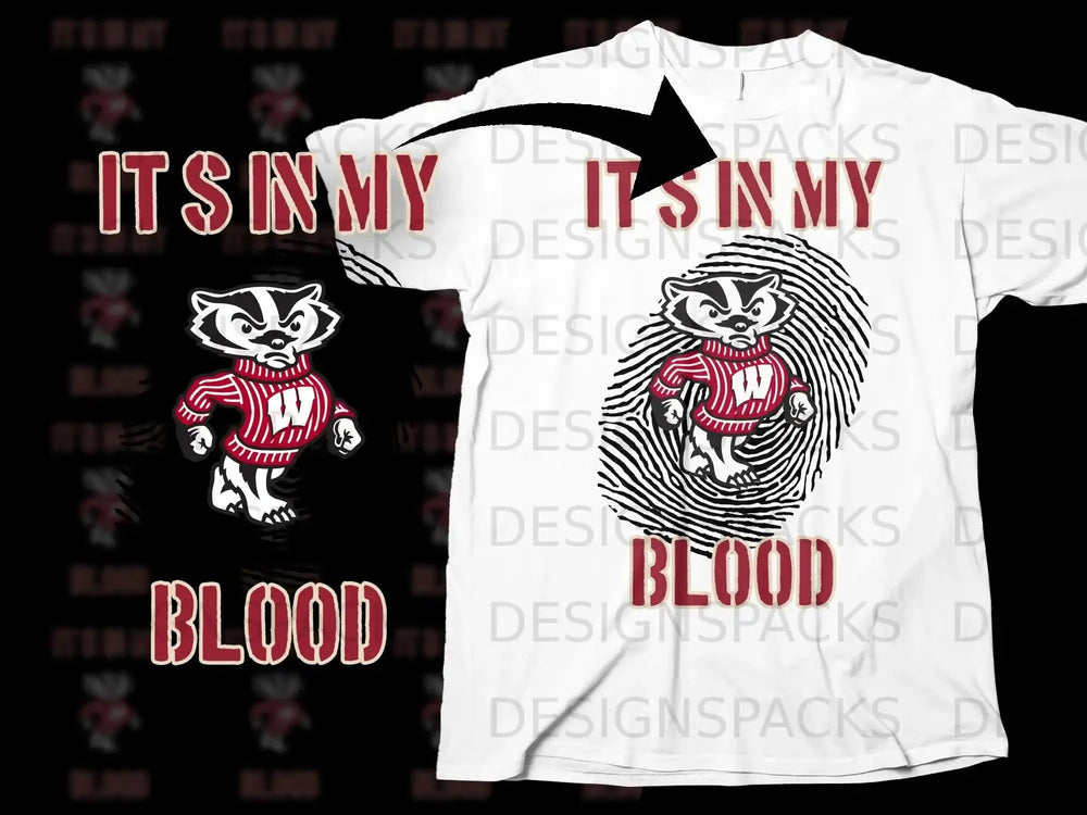 It's In My Blood Bucky Badger Graphic T-Shirt