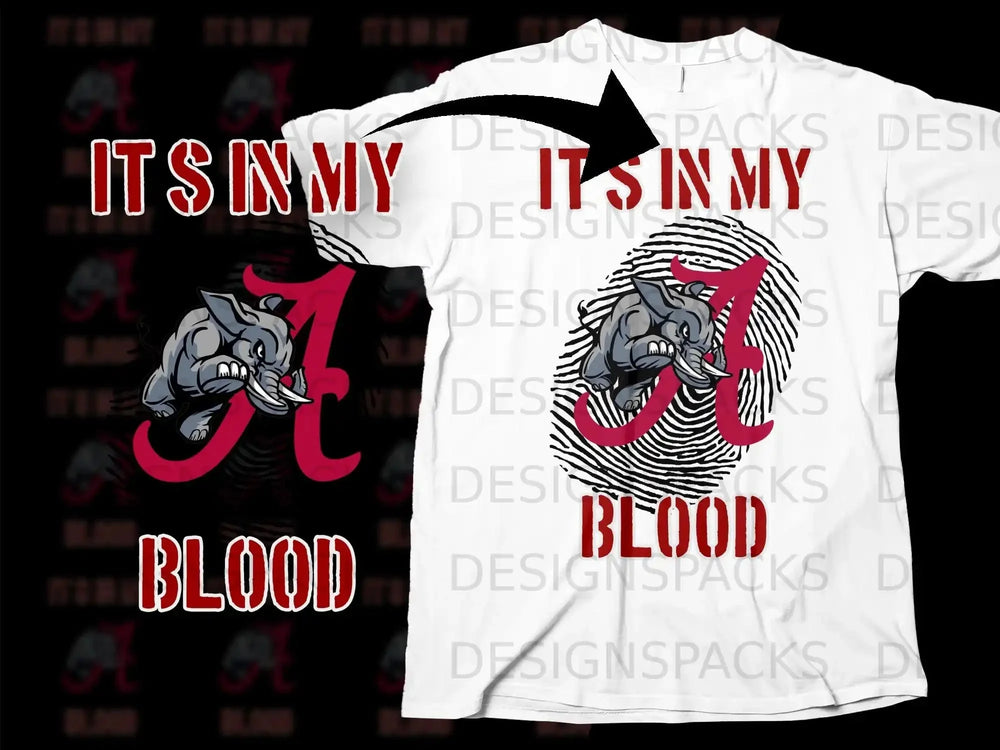 It's In My Blood Graphic Design Elephant Shirt