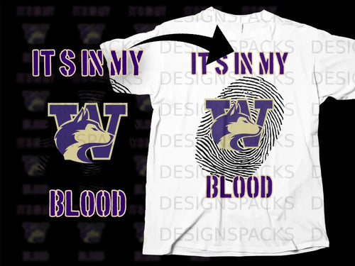 It's in My Blood W Wolf Design T-Shirt