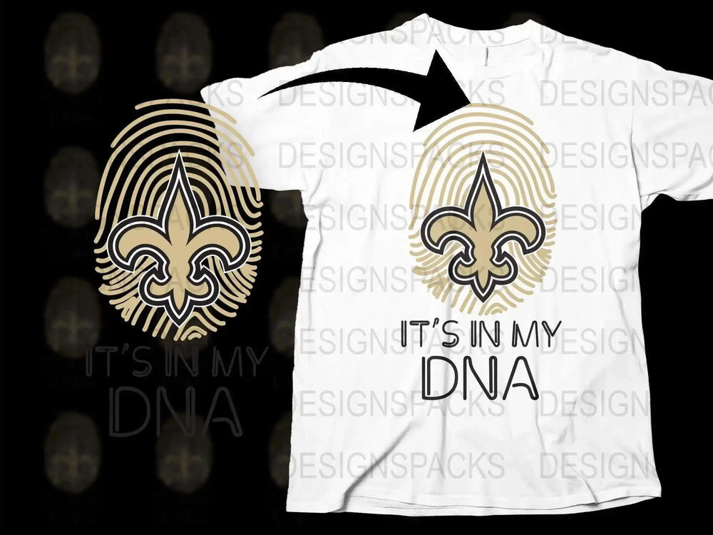 Fleur-de-Lis T-Shirt, Gold Print, 'It's In My DNA' Quote, Graphic Tee, Black and White, Unisex Fashion