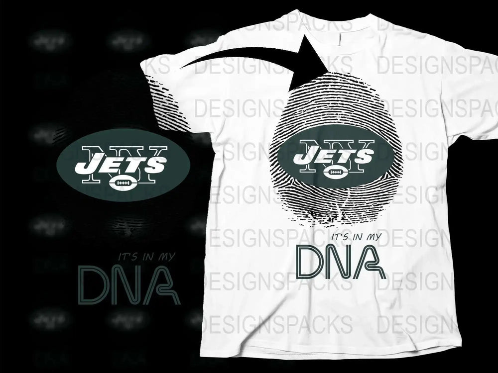 Sports Team T-Shirt, Graphic DNA Design, Jets Fan Apparel, Unique Pattern, Stylish Casual Wear