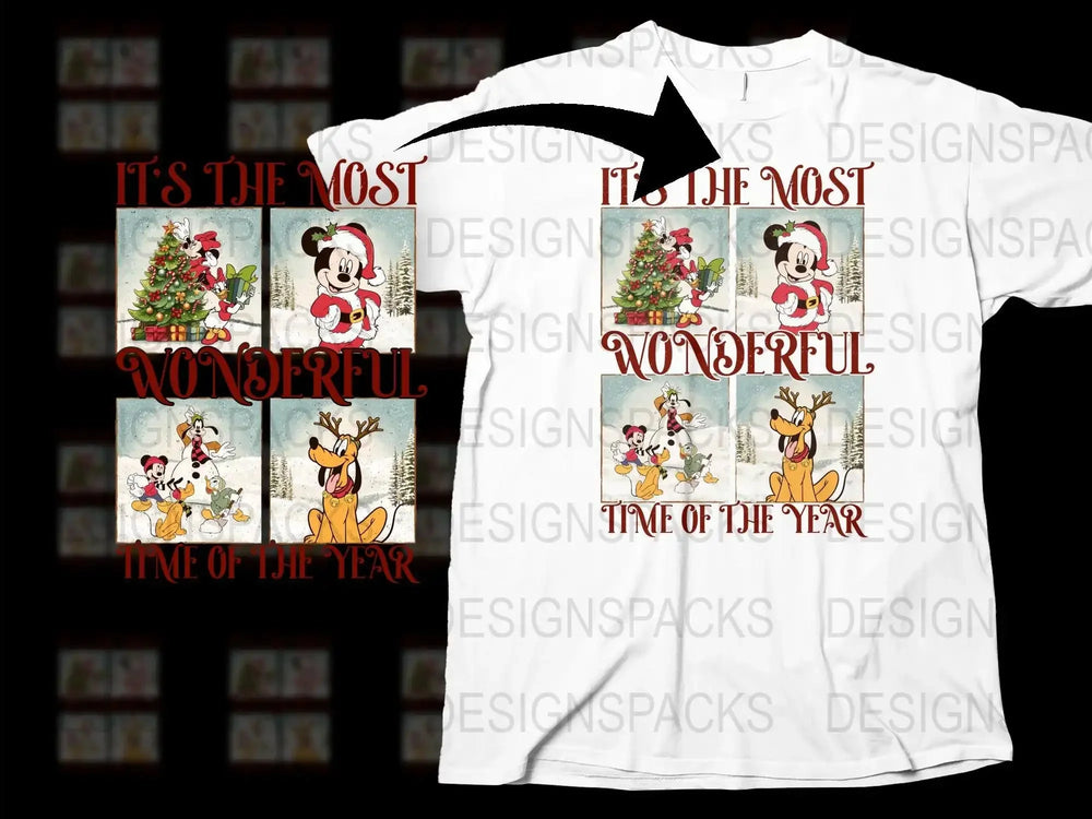 Christmas Mickey Mouse T-Shirt, Holiday Disney Characters Tee, Festive Winter Apparel for Family
