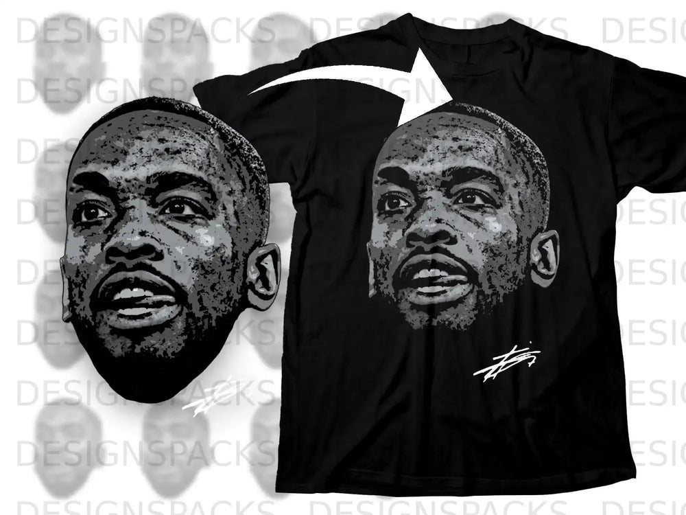 Graphic Face Print Black T-Shirt with Signature Design