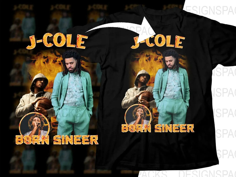J. Cole Born Sinner Design Graphic Print Png Digital Download