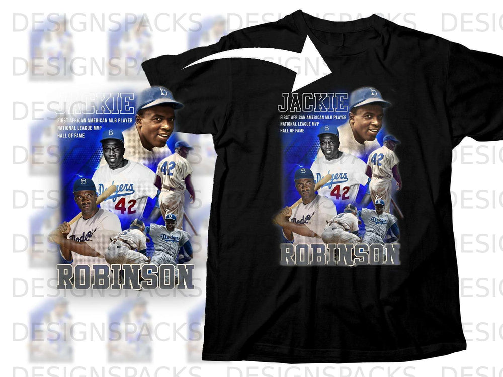 Jackie Robinson Dodgers jersey with "Jackie" and "Robinson" text.