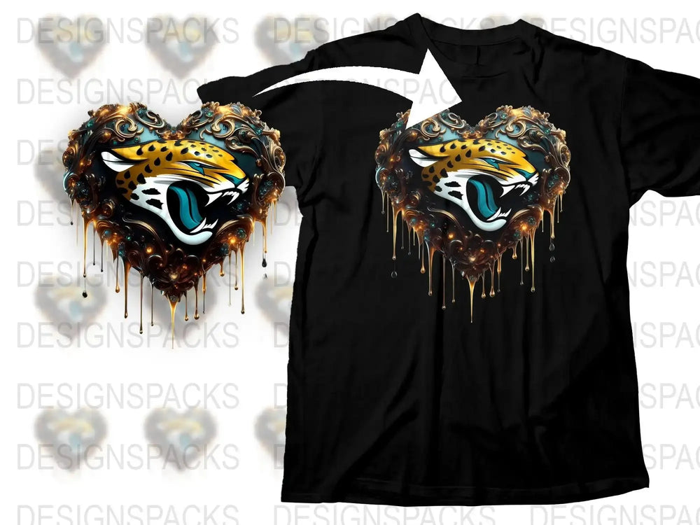 Unique Jaguar Heart Graphic T-Shirt, Modern Animal Print Design, Black Tee with Cool Wildlife Artwork