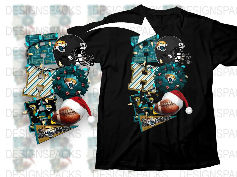 Jacksonville Jaguars Christmas Themed T-Shirt, Festive Football Tee, Holiday Sports Apparel