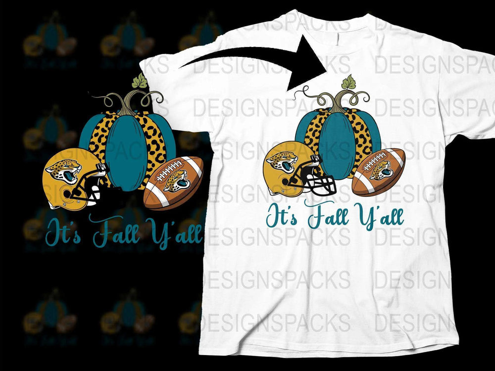 It's Fall Y'all T-Shirt, Autumn Pumpkin Football Design, Casual Fall Season Tee, Graphic Shirt for Sports Fans