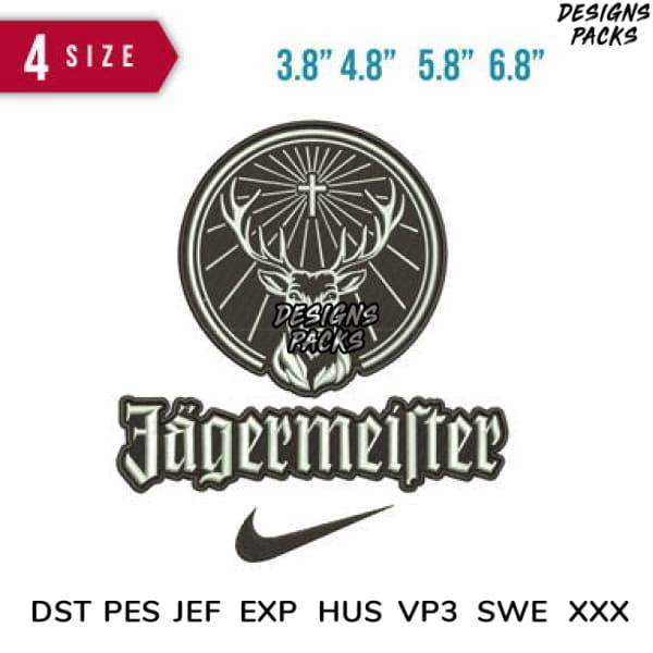 Jägermeister deer logo with cross, 4 sizes, embroidery formats DST PES JEF EXP HUS VP3 SWE XXX