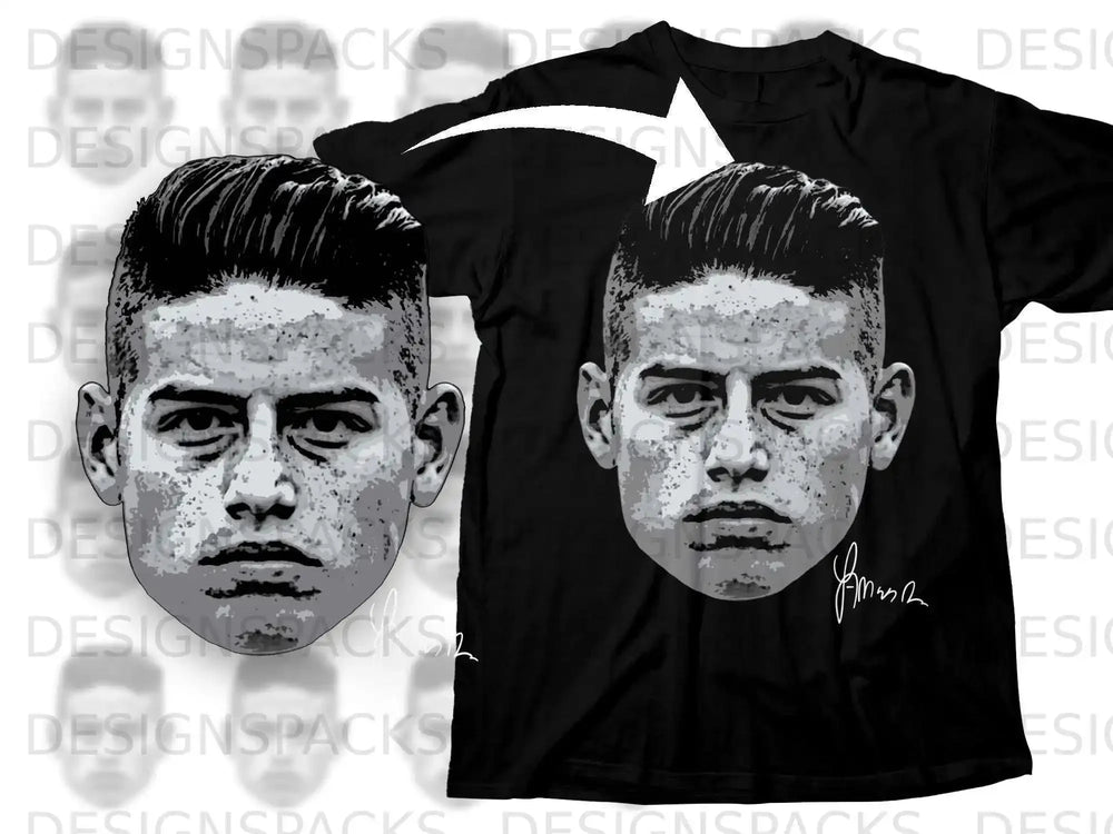 Monochrome Graphic Face Print Black T-shirt