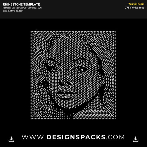 Janet Jackson Portrait Rhinestone Digital Template