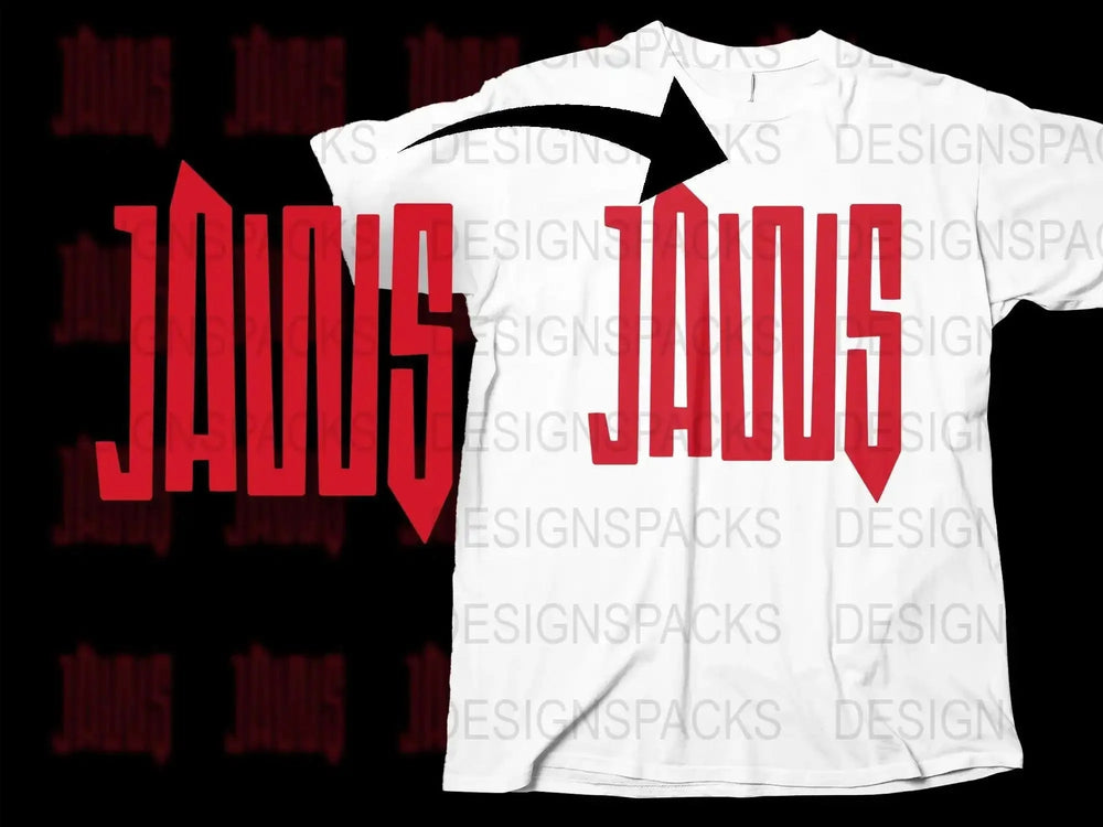 JAWS Movie Retro Logo Design Graphic Png Digital Download