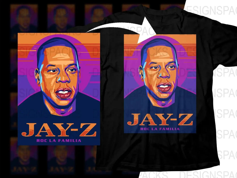 Jay-Z Roc La Familia Retro Style Graphic Art Png Digital Download