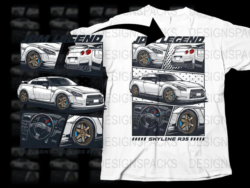 JDM Legend Skyline R35 Car Enthusiast Png Digital Download