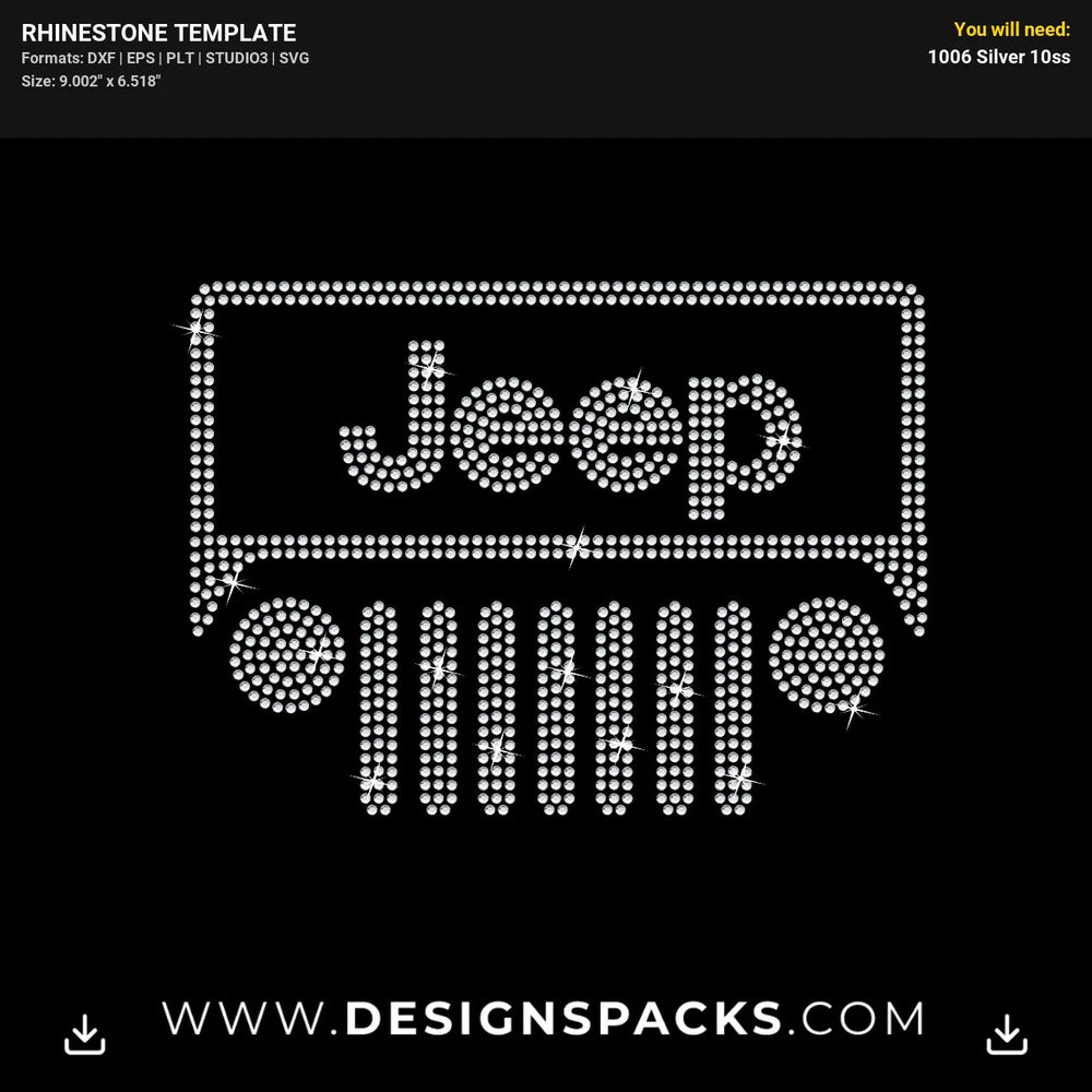 Jeep Silhouette Logo Rhinestone Digital Template