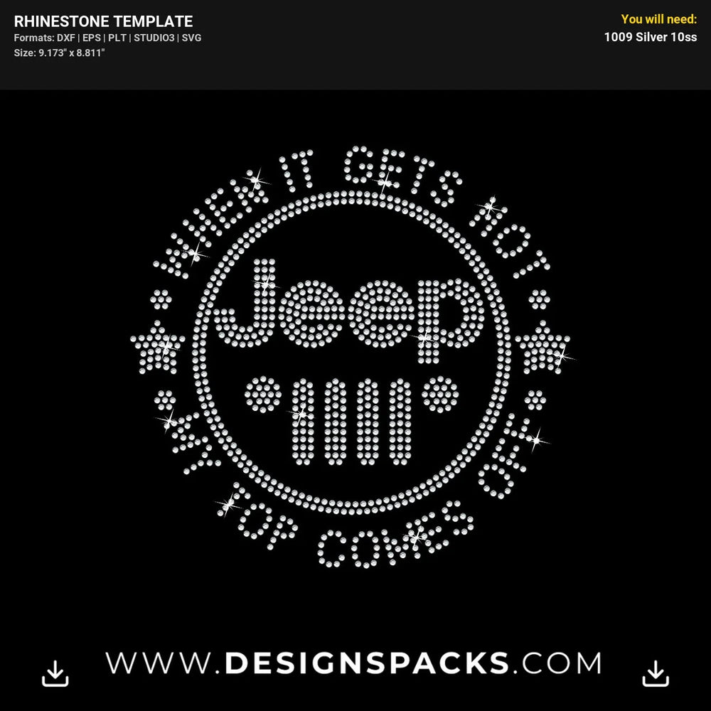Jeep Top Off Summer Drive Rhinestone Digital Template