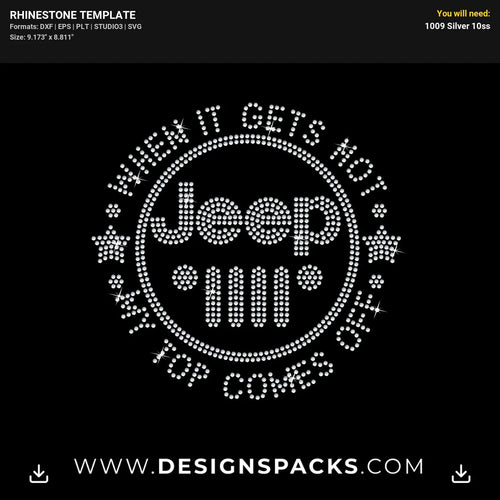 Jeep Top Off Summer Drive Rhinestone Digital Template