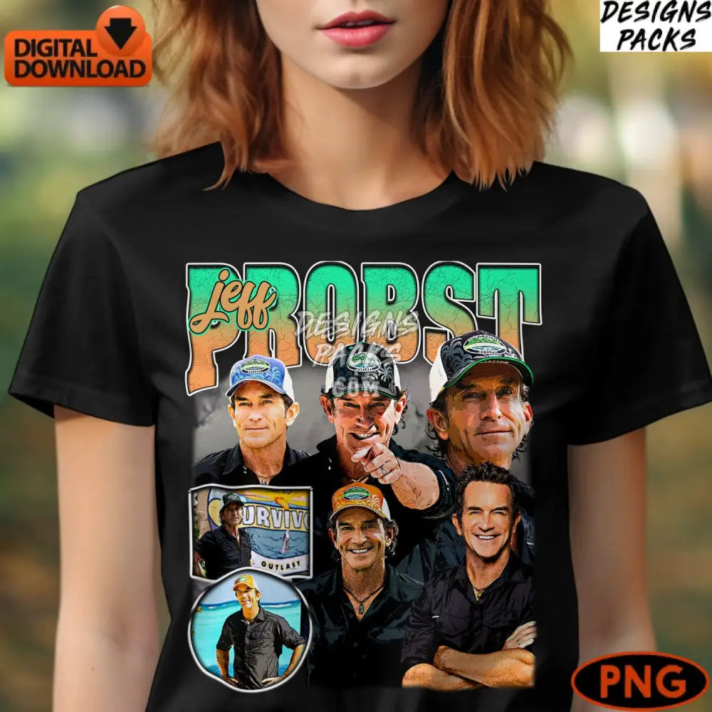 Jeff Probst Survivor Tv Show Host Collage Digital Png File Instant Download Fan Art