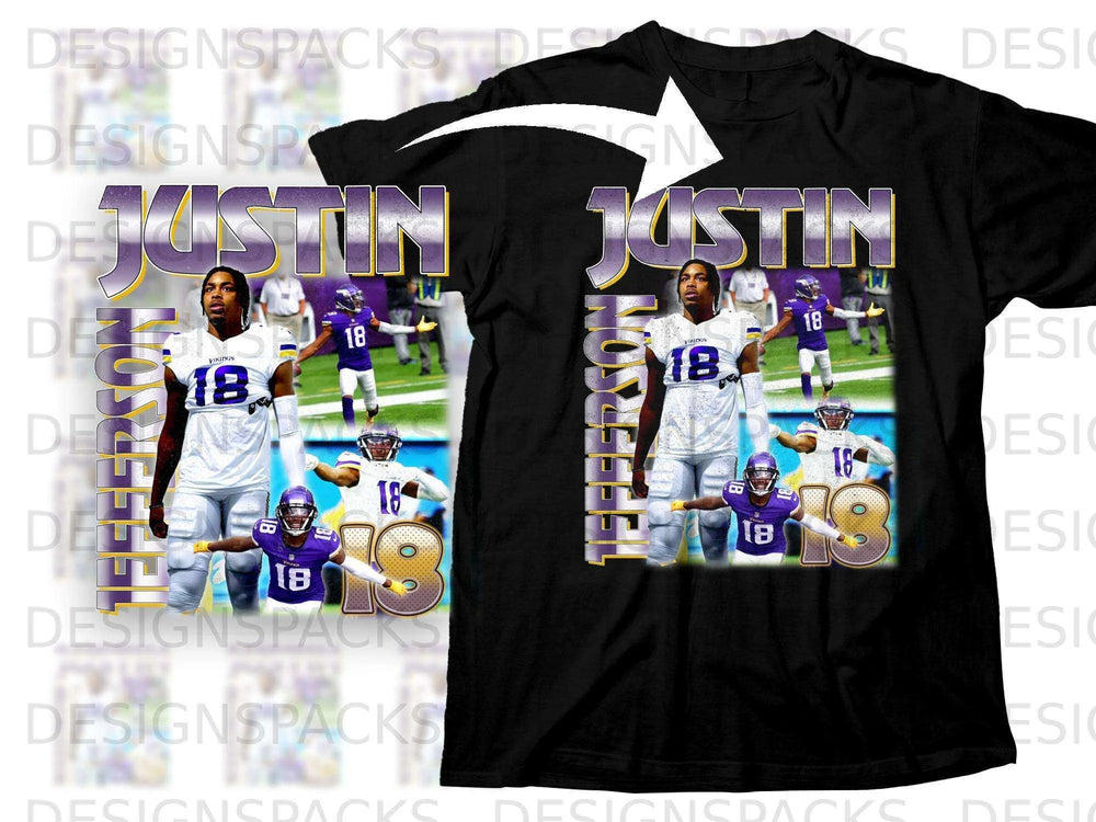 Justin Jefferson Viking's purple jersey with number 18.