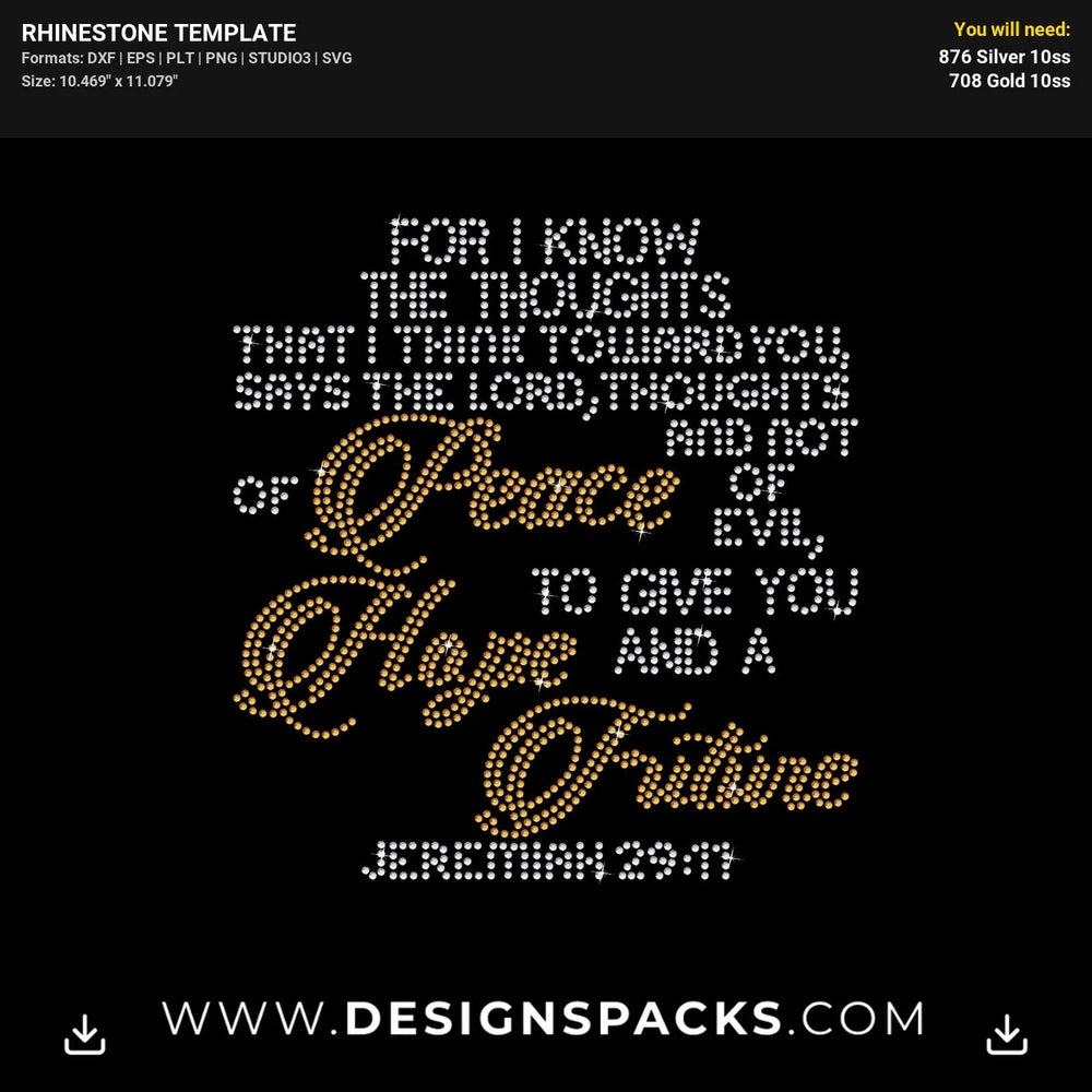 Jeremiah 29 11 Bible Verse Faith Rhinestone Digital Template