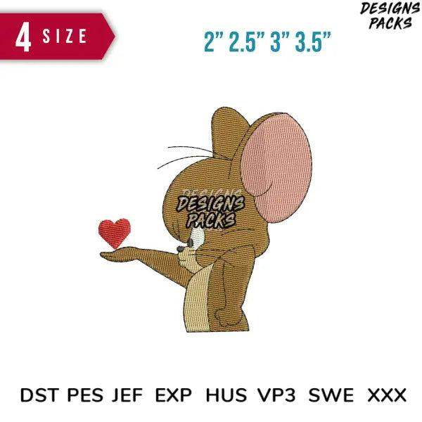 Jerry love Embroidery Design Size item :  2" 2.5" 3" 3.5"