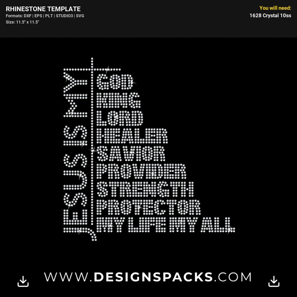 Jesus God King Rhinestone Digital Template
