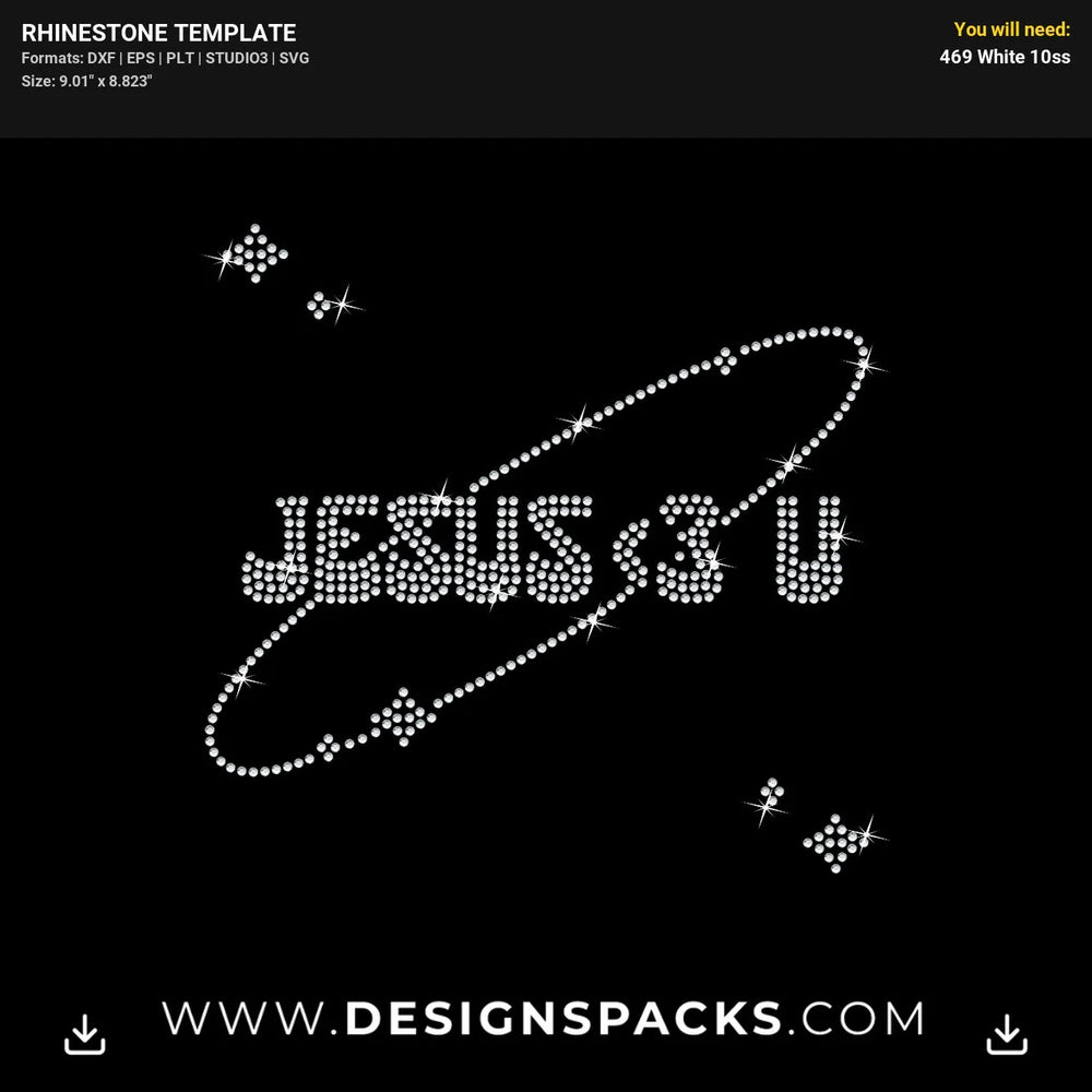 Jesus Love You Rhinestone Digital Template