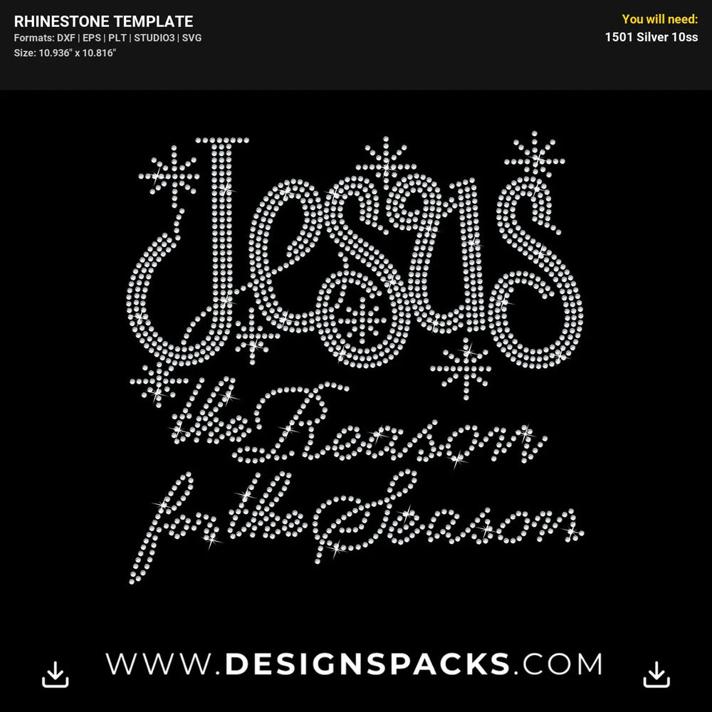 Jesus Season Snowflake Winter Rhinestone Digital Template