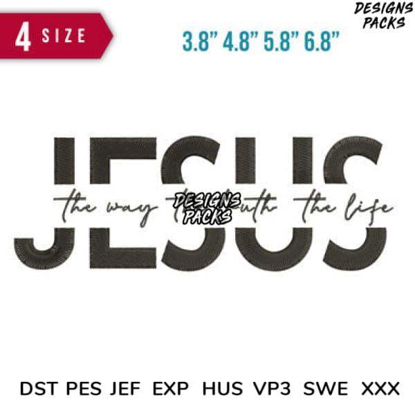 Jesus embroidery design in 4 sizes, compatible with DST PES JEF formats for instant download