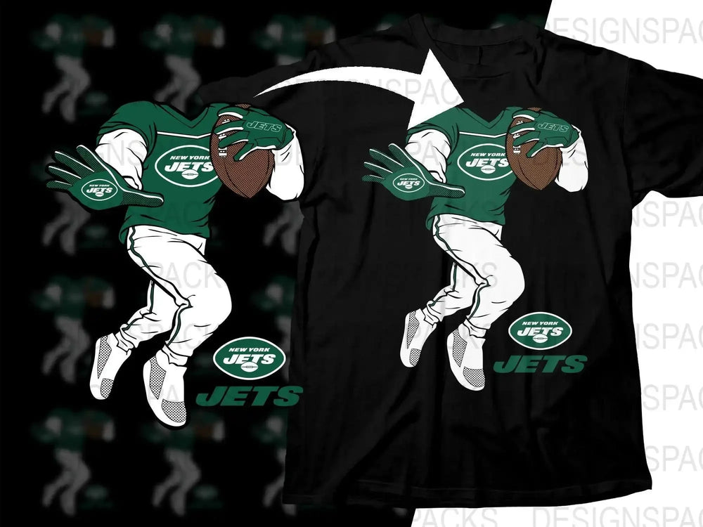 New York Jets football player design for t-shirt, print-ready SVG/PNG, ideal for DTF/DTG printing