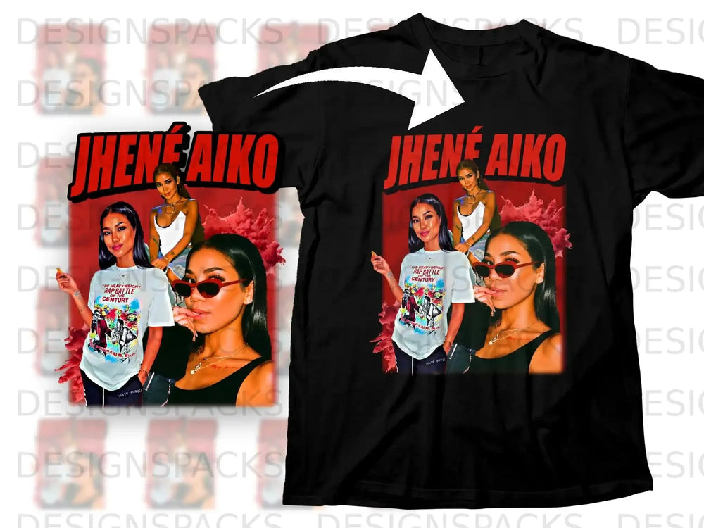 T-shirt featuring Jhené Aiko with "The Heavy Weight Rap Battle of the Century" text.