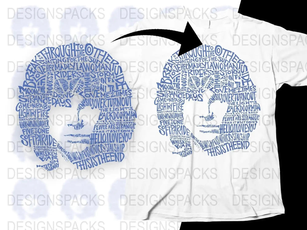 Jim Morrison Artistic Typography Design Of Lyrics Face Png Design Digital Download
