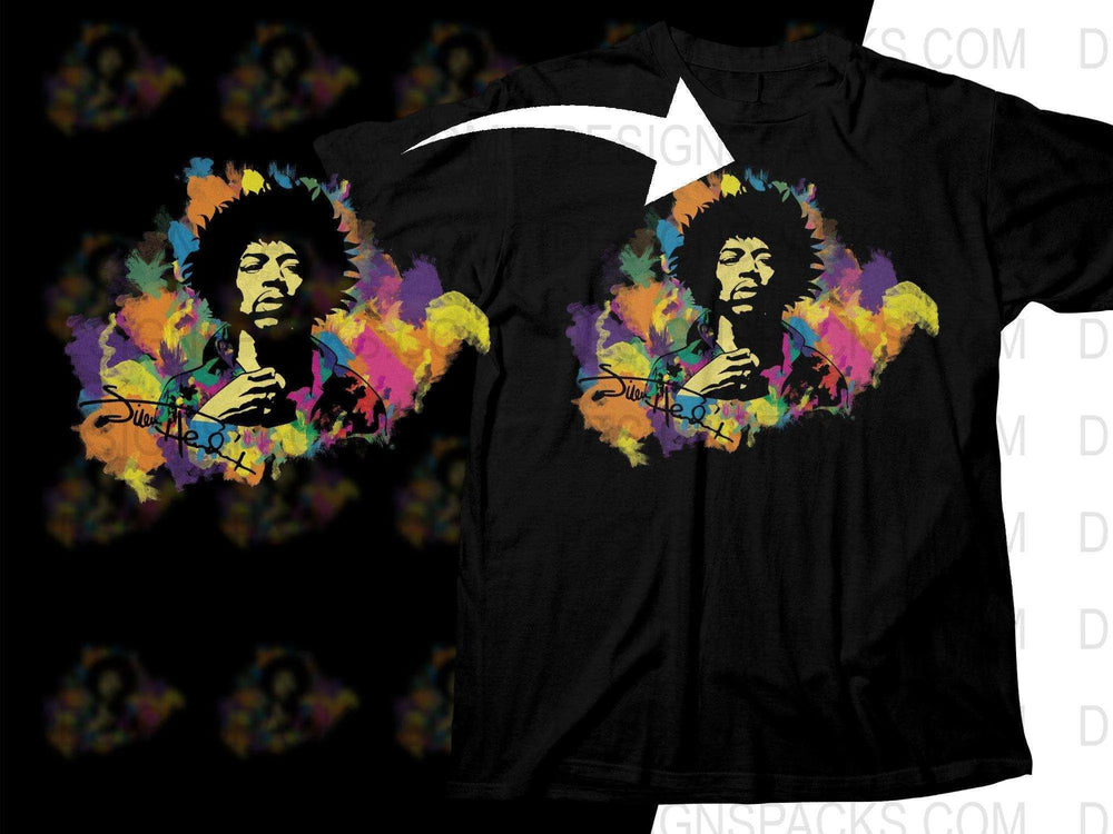 Jimi Hendrix Colorful Abstract Art Png Halftone Digital Download