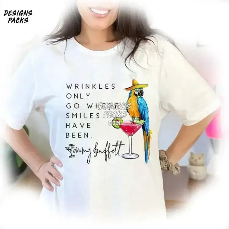 Jimmy Buffett Memorial Parrot Wrinkles Only Go Where Smiles Have Been Png Design