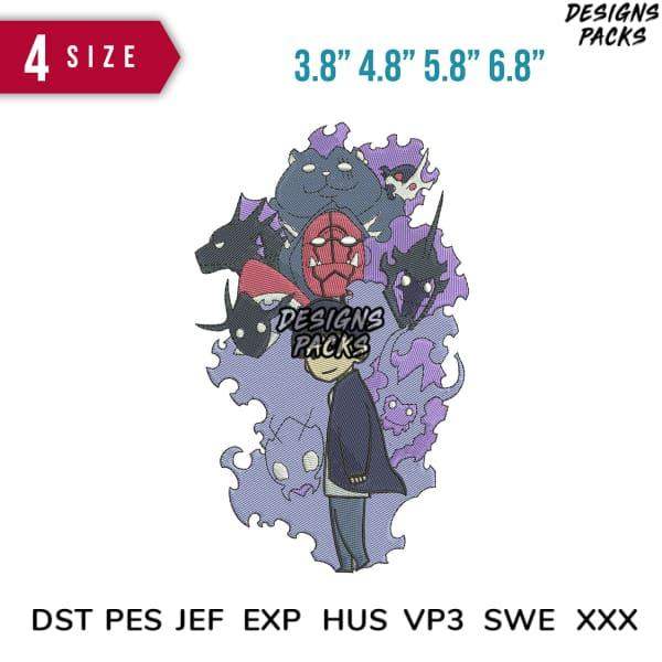 Print-ready embroidery design with 4 sizes, compatible with DST PES JEF formats for custom apparel