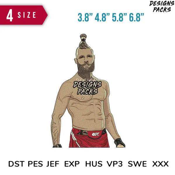 MMA fighter embroidery design in 4 sizes, compatible with DST PES JEF formats for instant download