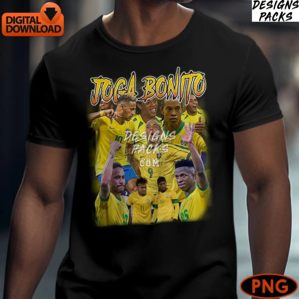 Joga Bonito Brazil Soccer Digital Art Instant Download Vibrant Football Collage Sports Png File
